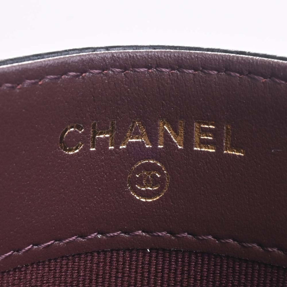 CHANEL Caviar Skin Matelasse Coco Mark Card Case Black Ladies
