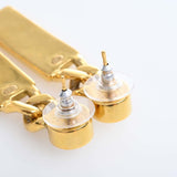 CHANEL Rhinestone plate earrings gold ladies