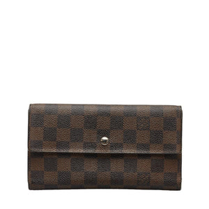 LOUIS VUITTON Damier Portefeuille International Long Wallet N61217 Ebene Brown PVC Leather Women's
