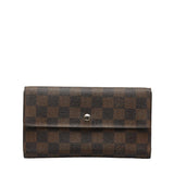 LOUIS VUITTON Damier Portefeuille International Long Wallet N61217 Ebene Brown PVC Leather Women's