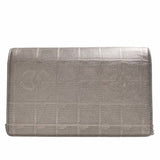 CHANEL Nylon New Line Chain Shoulder Long Wallet Gold Women's
