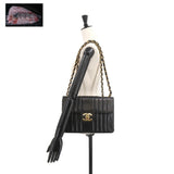 CHANEL Mademoiselle Chain Shoulder Bag Caviar Skin Black Coco Mark Gold Hardware Vintage