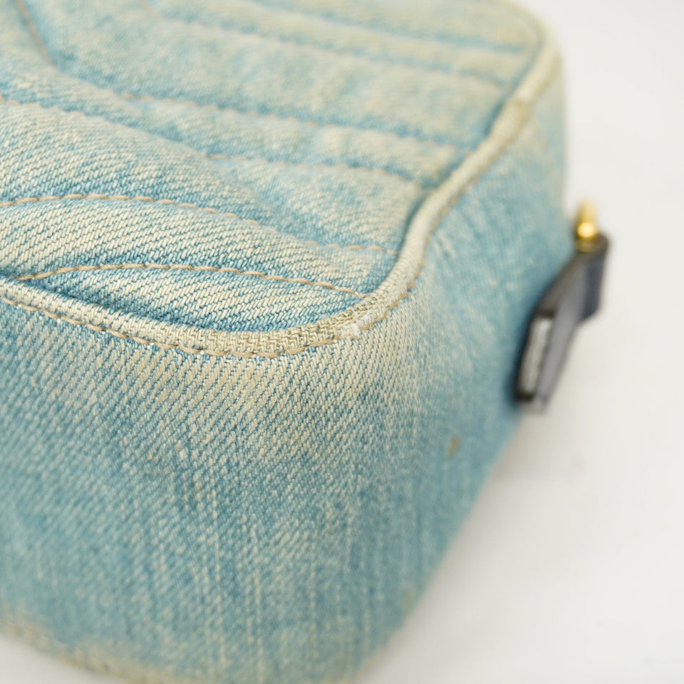 GUCCIAuth  GG Marmont Shoulder Bag Velor 447632 Women's Denim Light Blue