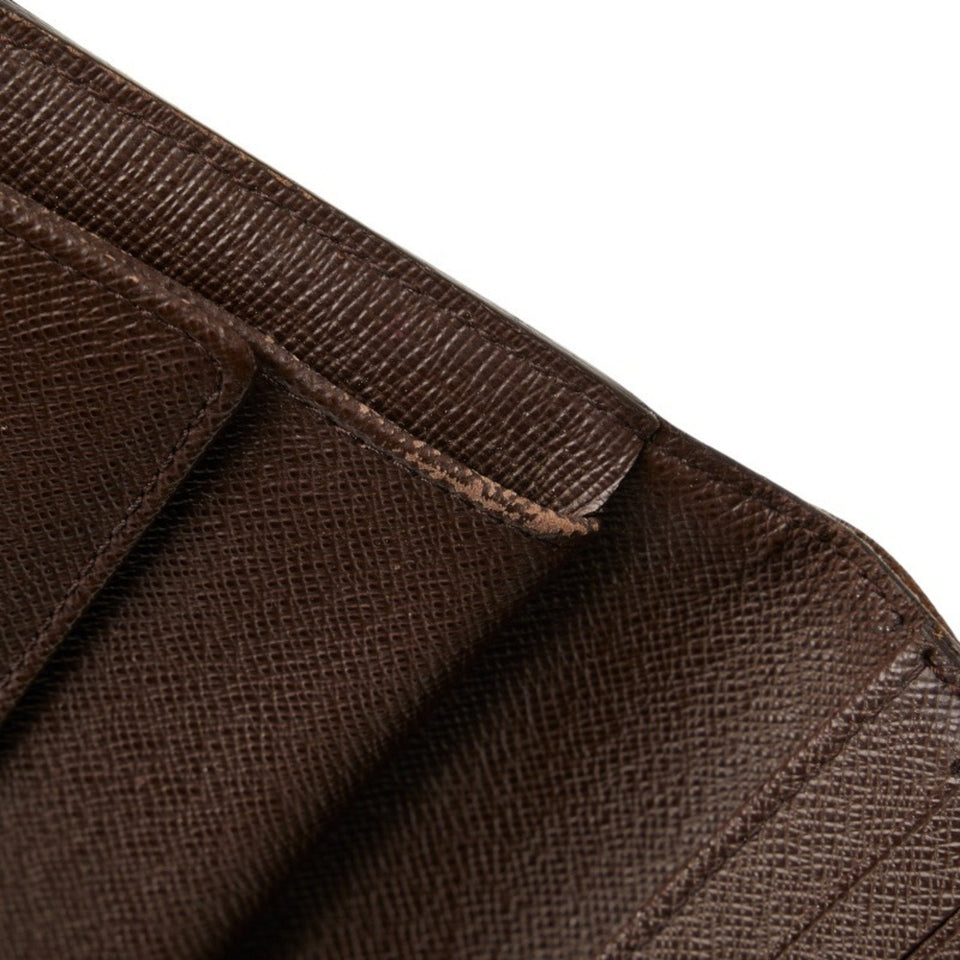 LOUIS VUITTON Damier Portefeuille International Long Wallet N61217 Ebene Brown PVC Leather Women's