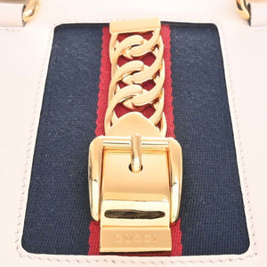 GUCCI Leather Sylvie Handbag 460381 White Ladies