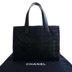 CHANEL Nylon New Line MM Tote Bag Black Ladies