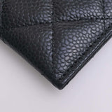 CHANEL Caviar Skin Matelasse Coco Mark Card Case Black Ladies