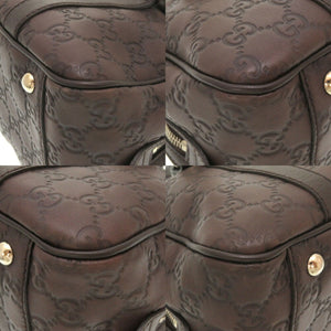 GUCCIsima Leather Brown GG 232958 Boston Bag 0141