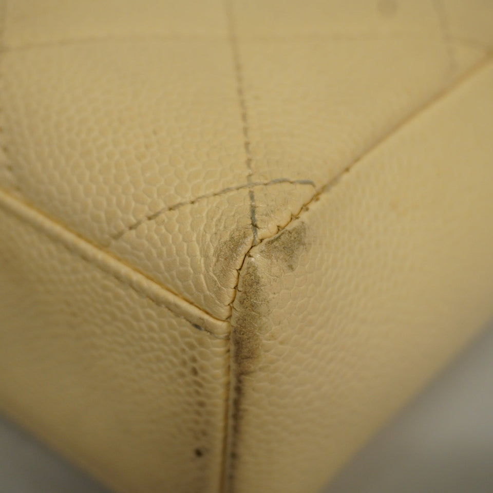 CHANEL[3ae5076] Auth  Shoulder Bag Matelasse Chain Shoulder Caviar Skin Ivory Gold metal