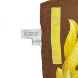 CHRISTIAN DIOR Stole Brown Gold Flower Silk 100% Scarf Muffler