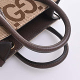 GUCCI Jumbo GG Canvas Leather Tote Bag Shoulder 699406 Beige/Brown Women's