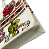 CHRISTIAN DIOR Book Tote Small Vertical Canvas Flower Multicolor Beige Bag