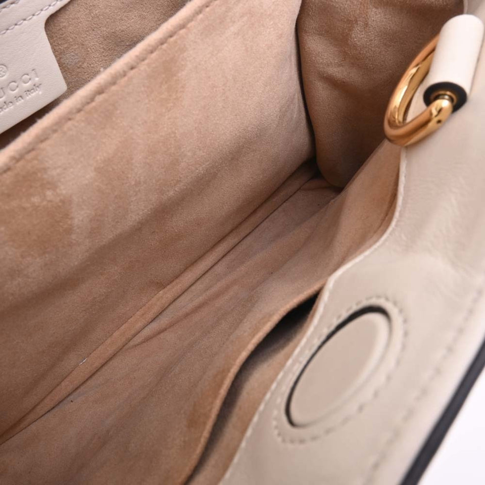 GUCCI Leather Sylvie Handbag 460381 White Ladies