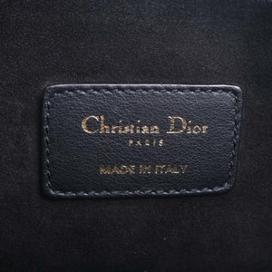 CHRISTIAN DIOR Leather Striped Pouch Clutch Bag Second Black Ladies