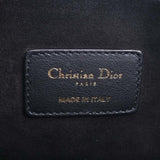 CHRISTIAN DIOR Leather Striped Pouch Clutch Bag Second Black Ladies