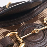 GUCCI Horsebit 1955 Jumbo GG Canvas Leather Shoulder Bag 699296 Beige/Brown Women's