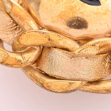 CHANEL Leather Coco Mark Earrings Gold Ladies