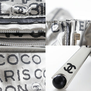 CHANEL Unlimited Tote Bag Logo Here Mark A46113 Nylon Silver Ladies