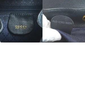 GUCCI rucksack bamboo leather navy gold ladies e55760j