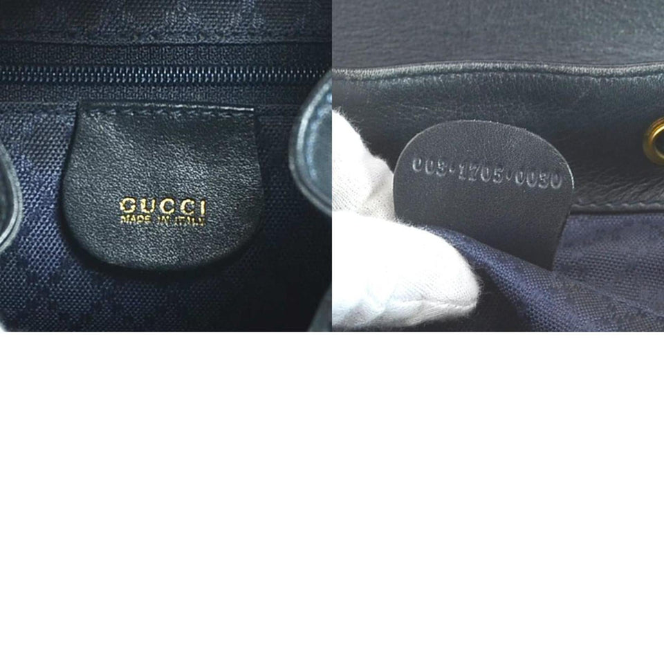 GUCCI rucksack bamboo leather navy gold ladies e55760j