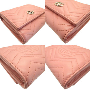 GUCCI GG Marmont 598629 Leather Pink Bifold Wallet