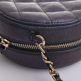 CHANEL Caviar Skin Matelasse Coco Mark Chain Shoulder Bag Metallic Women's
