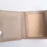CHANEL Leather Coco Button Trifold Wallet Beige Ladies
