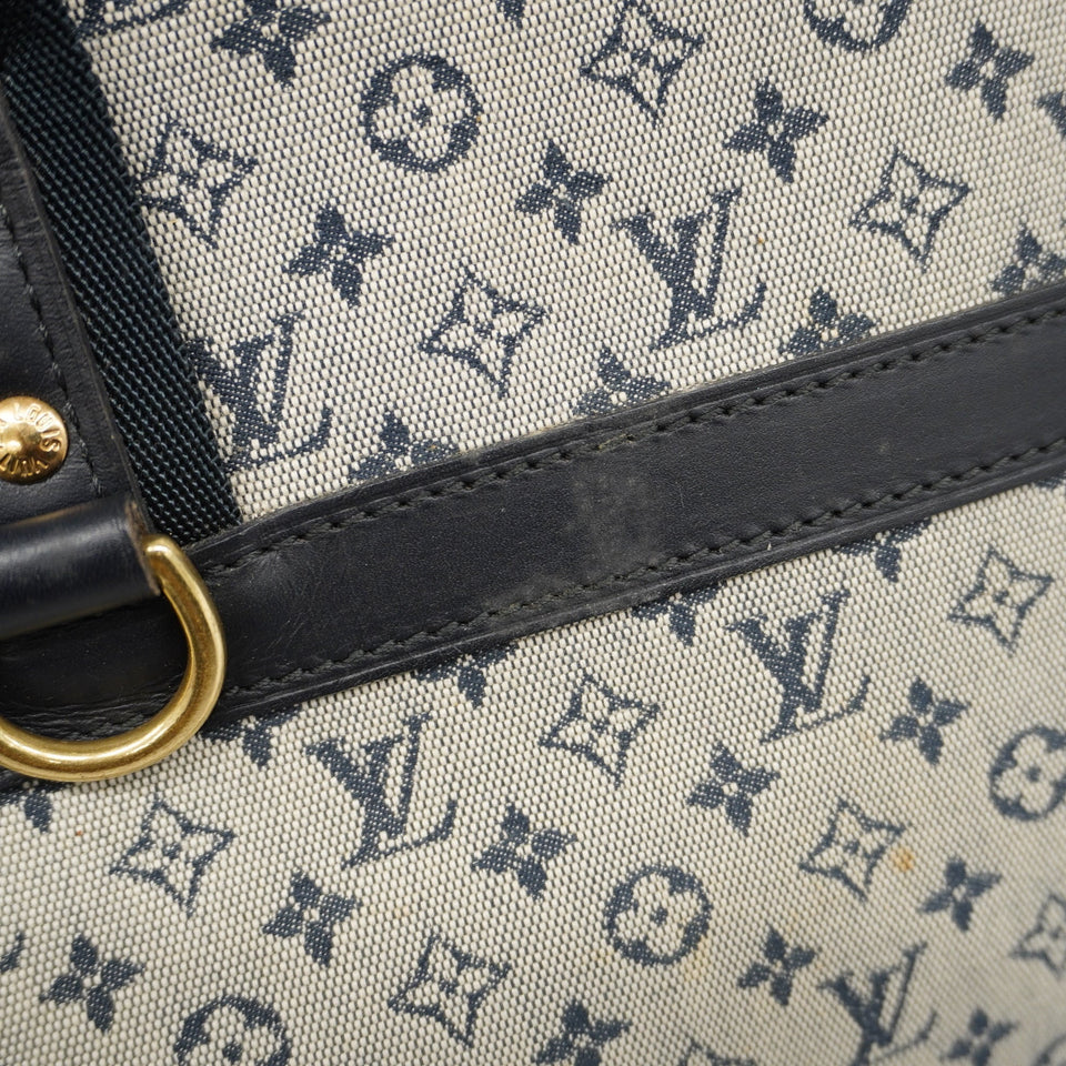 LOUIS VUITTONAuth  Monogram Mini Josephine GM M92211 Handbag Blue