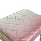 CHANEL Leather Matelasse Coco Mark Chain Shoulder Bag Metallic Pink Ladies