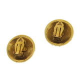 CHANEL Rhinestone Coco Mark Round Earrings Gold Women's