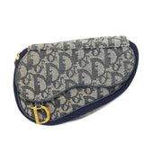 CHRISTIAN DIORAuth  Trotter Saddle Pouch Women's Canvas Pouch Navy