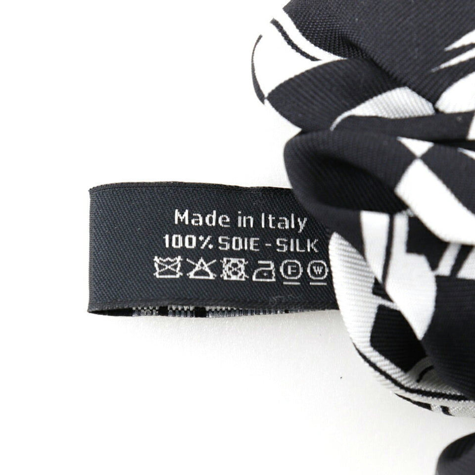 CHANEL Ribbon Scrunchie Other Accessories Coco Mark Logo Silk Black/White Women's