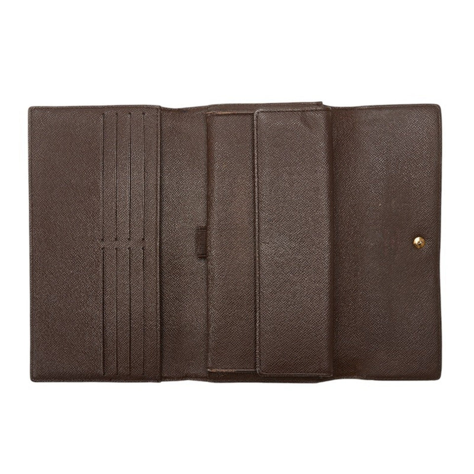 LOUIS VUITTON Damier Portefeuille International Long Wallet N61217 Ebene Brown PVC Leather Women's