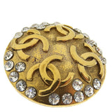 CHANEL Rhinestone Coco Mark Round Earrings Gold Women's