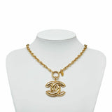 CHANEL Matelasse Coco Mark Necklace Gold Plated Men's