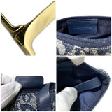 Christian Dior Pouch Navy Gold Trotter RU0021 Canvas Leather Saddle Multi Women's Blue