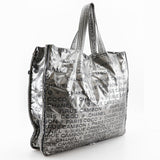 CHANEL Unlimited Tote Bag Logo Here Mark A46113 Nylon Silver Ladies