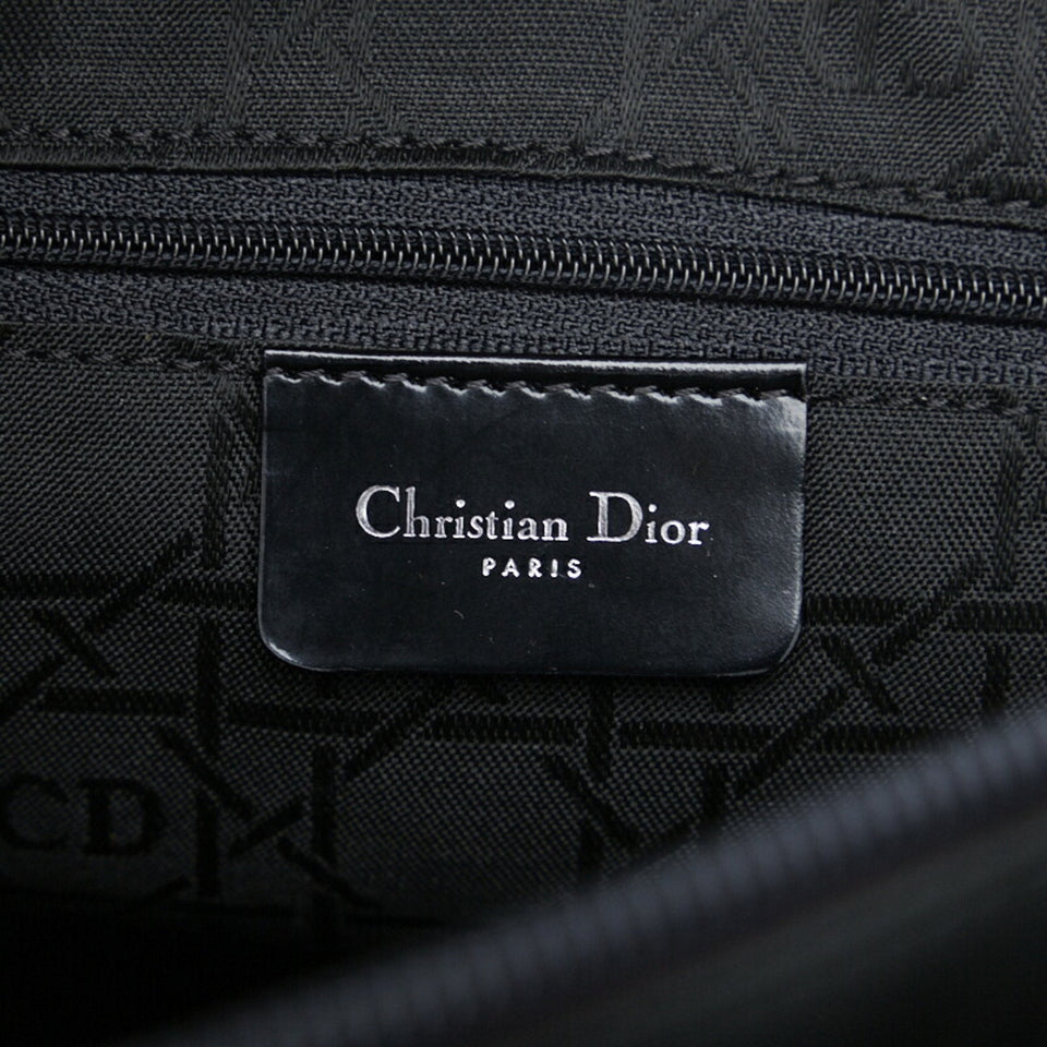 CHRISTIAN DIOR Dior Cannage Handbag Shoulder Bag Black Nylon Plastic Ladies