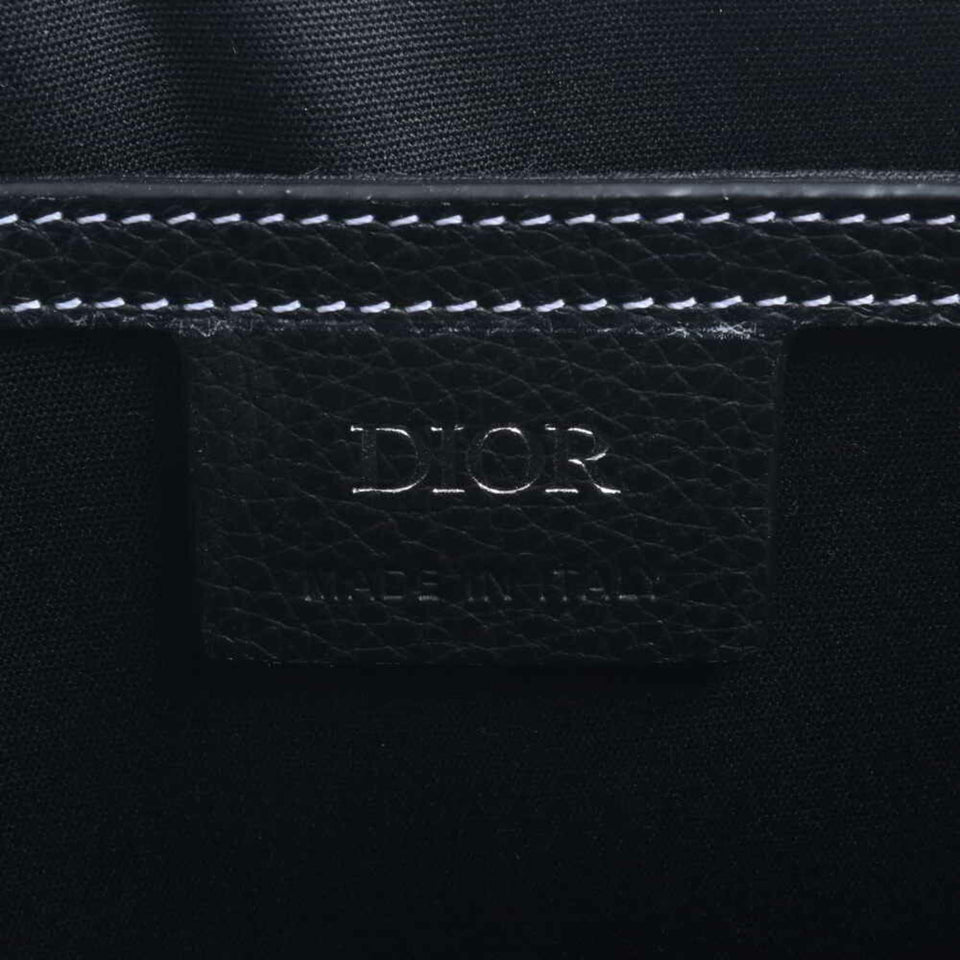 CHRISTIAN DIOR Leather Saddle A5 Pouch Clutch Bag Black Ladies