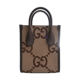 GUCCI Jumbo GG Canvas Leather Tote Bag Shoulder 699406 Beige/Brown Women's