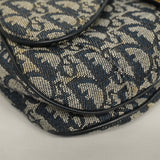 CHRISTIAN DIORAuth  Trotter Saddle Bag Women's Canvas Handbag Navy