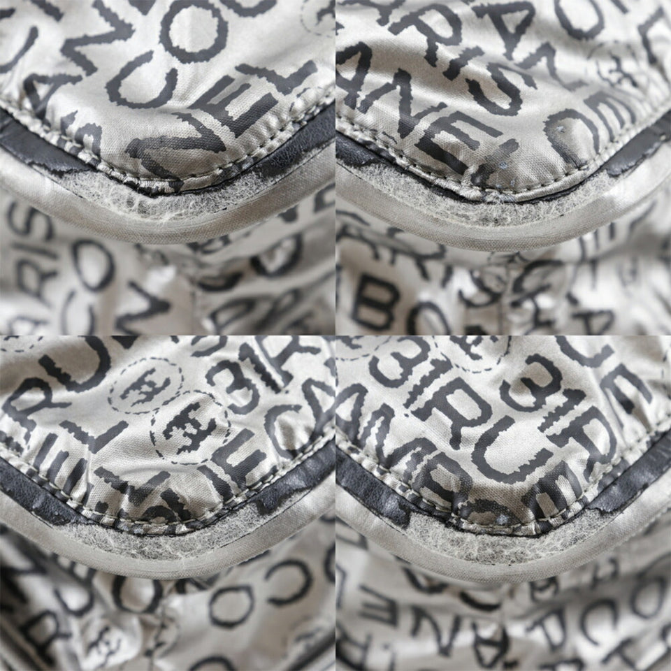 CHANEL Unlimited Tote Bag Logo Here Mark A46113 Nylon Silver Ladies