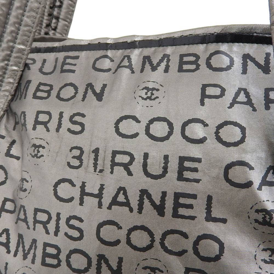 CHANEL unlimited handbag shoulder bag tote silver with seal 1