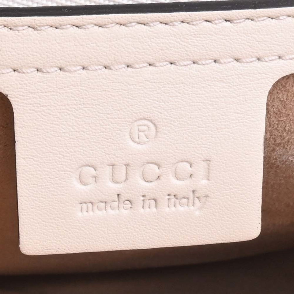 GUCCI Leather Sylvie Handbag 460381 White Ladies