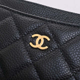 CHANEL Caviar Skin Matelasse Coco Mark Card Case Black Ladies