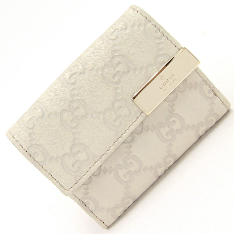 GUCCI Trifold Wallet sima 261502 Ivory Leather Women's