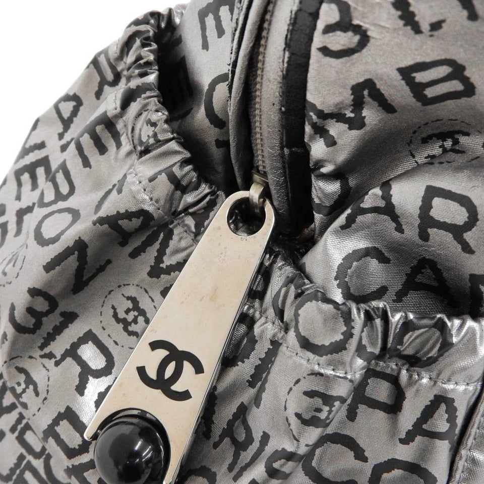 CHANEL unlimited handbag shoulder bag tote silver with seal 1
