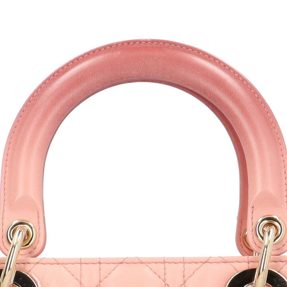 CHRISTIAN DIOR Dior Lady Cannage Shoulder Bag Leather Pink Ladies