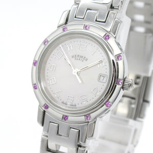 HERMES Clipper Nacre 12P Pink Sapphire Wrist Watch Wrist Watch CL4.231 Quartz Pink Pink shell Stainless Steel Pink s