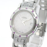 HERMES Clipper Nacre 12P Pink Sapphire Wrist Watch Wrist Watch CL4.231 Quartz Pink Pink shell Stainless Steel Pink s